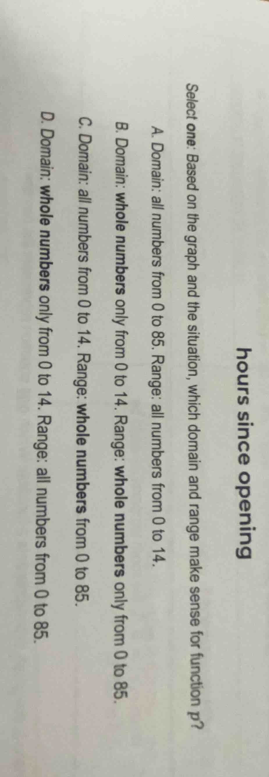 hours since opening select one: based on the graph and the situation, w…