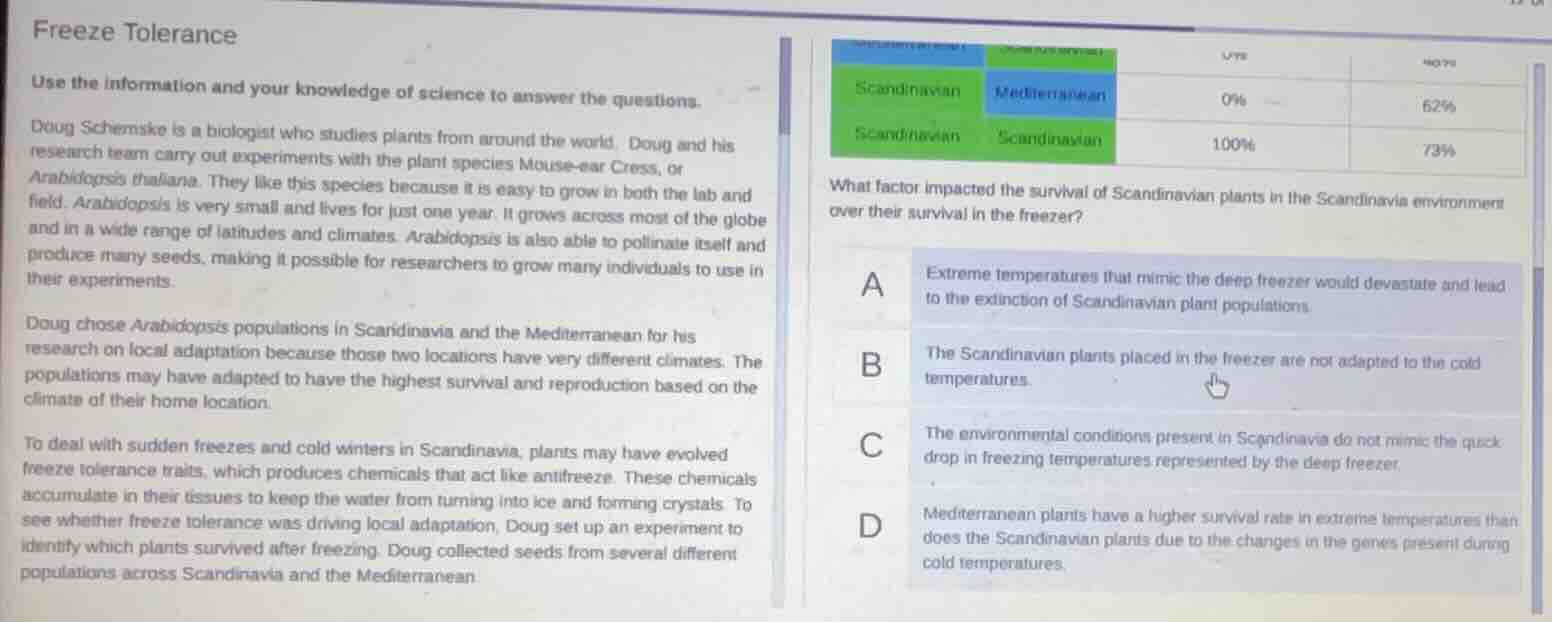 freeze tolerance use the information and your knowledge of science to a…