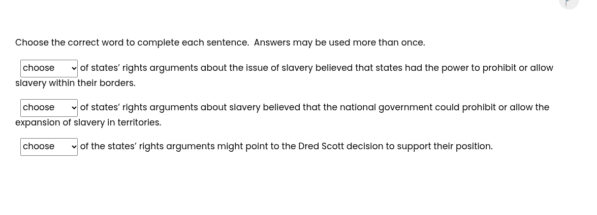 choose the correct word to complete each sentence. answers may be used …