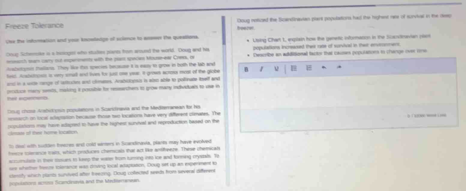 freeze tolerance use the information and your knowledge of science to a…