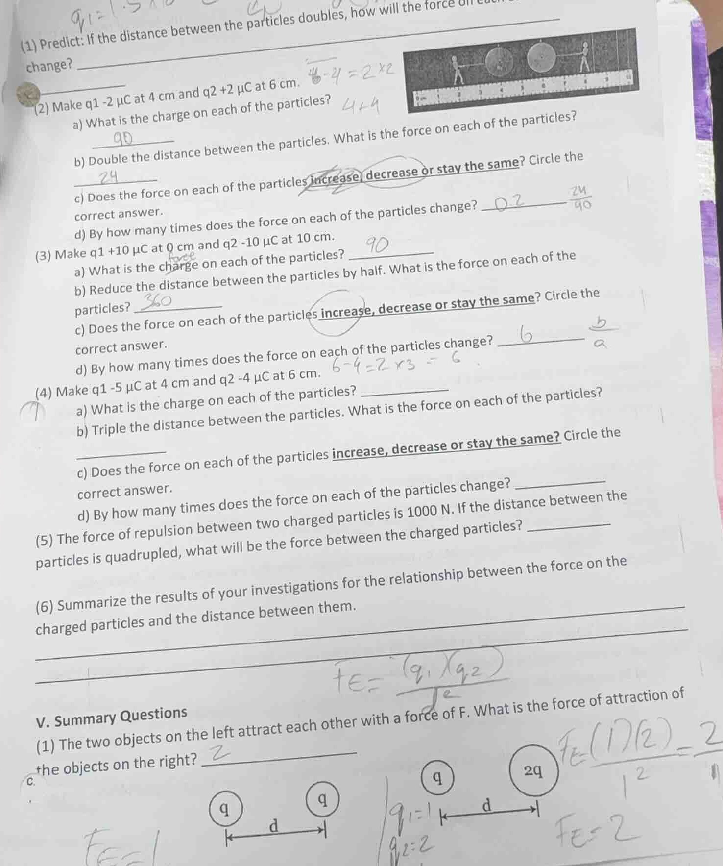 (1) predict: if the distance between the particles doubles, how will th…