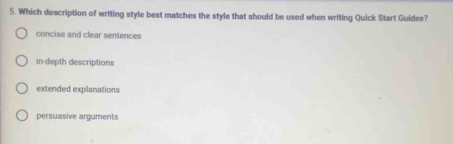5. which description of writing style best matches the style that shoul…