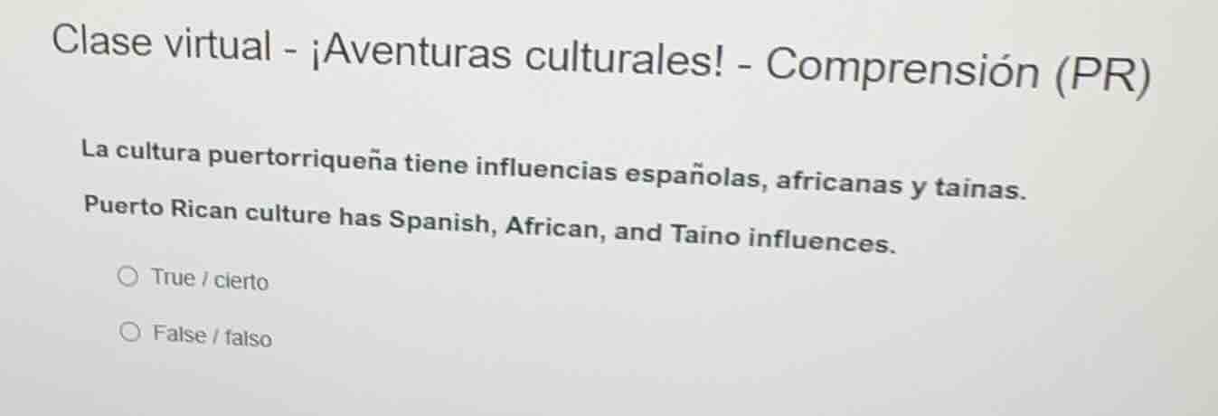 clase virtual - ¡aventuras culturales! - comprensión (pr) la cultura pu…