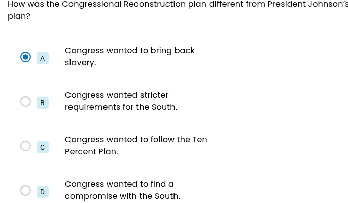 how was the congressional reconstruction plan different from president …