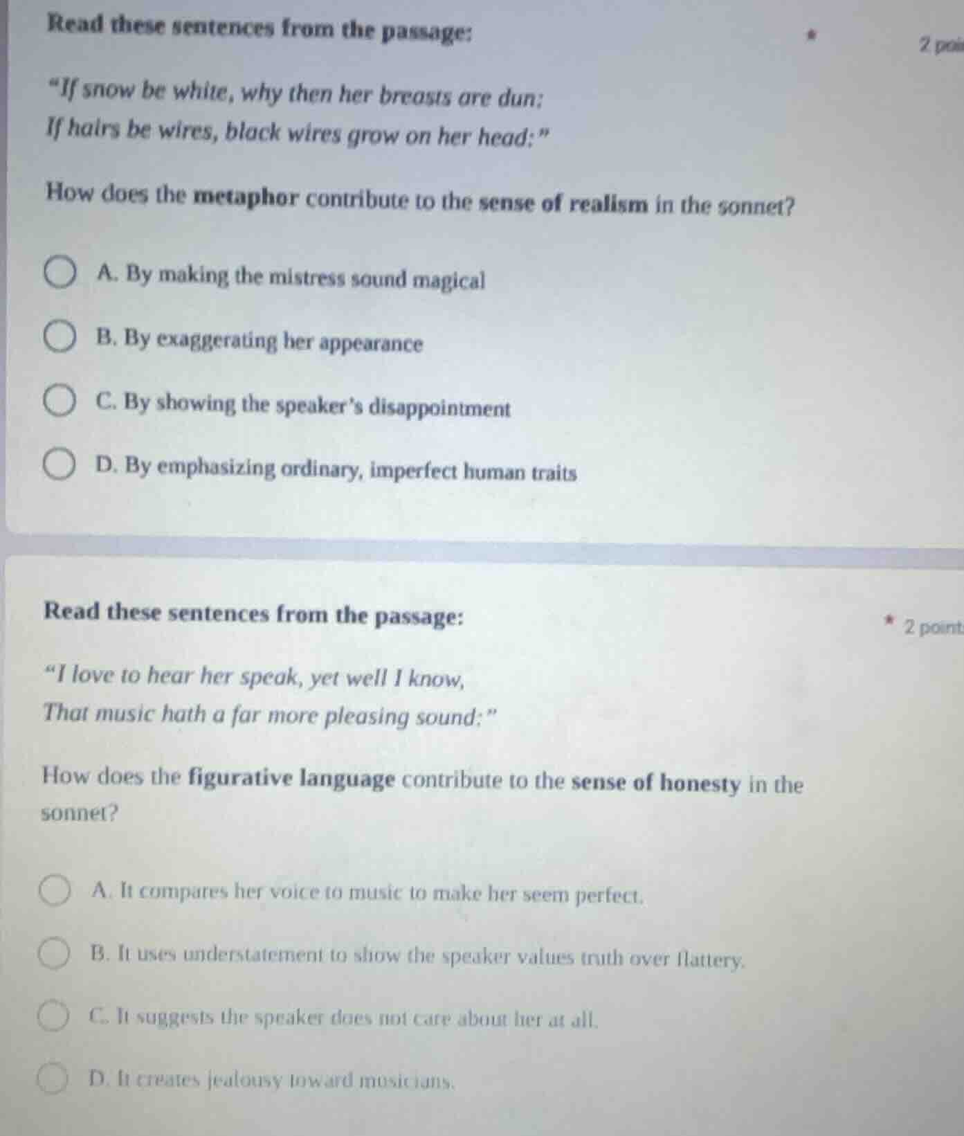 read these sentences from the passage: \if snow be white, why then her …