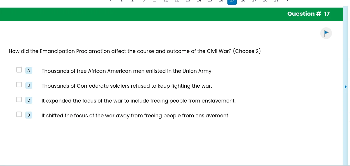 question # 17 how did the emancipation proclamation affect the course a…