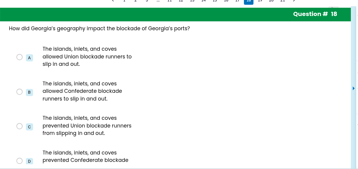 question # 18 how did georgia’s geography impact the blockade of georgi…