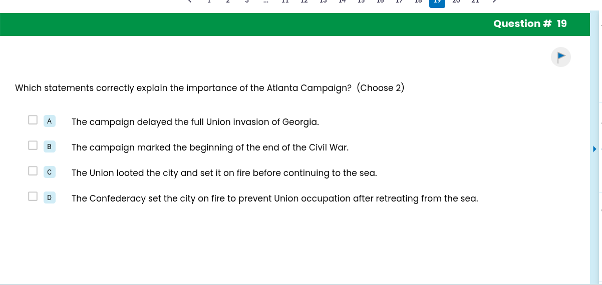 which statements correctly explain the importance of the atlanta campai…