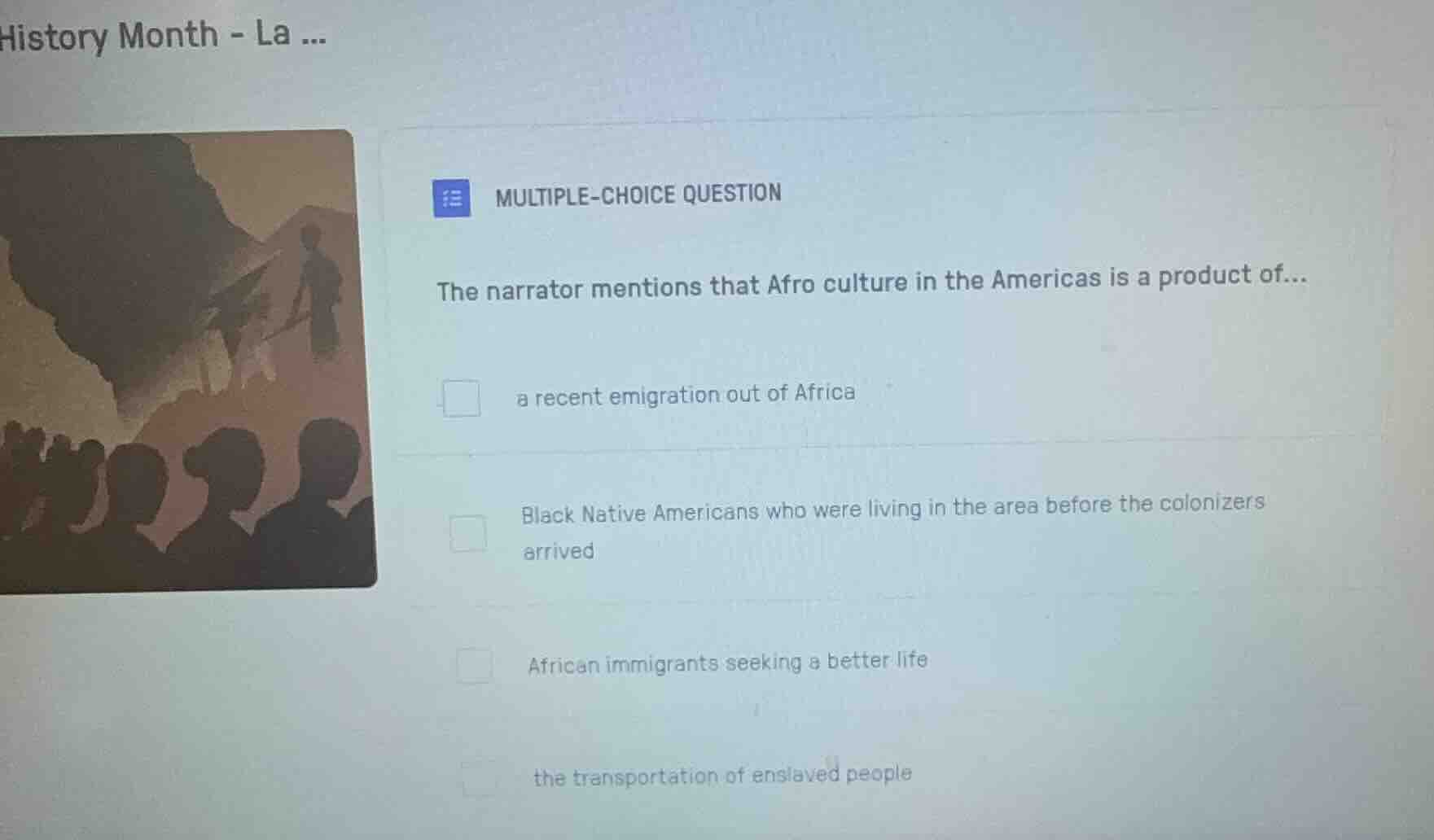 multiple-choice question the narrator mentions that afro culture in the…