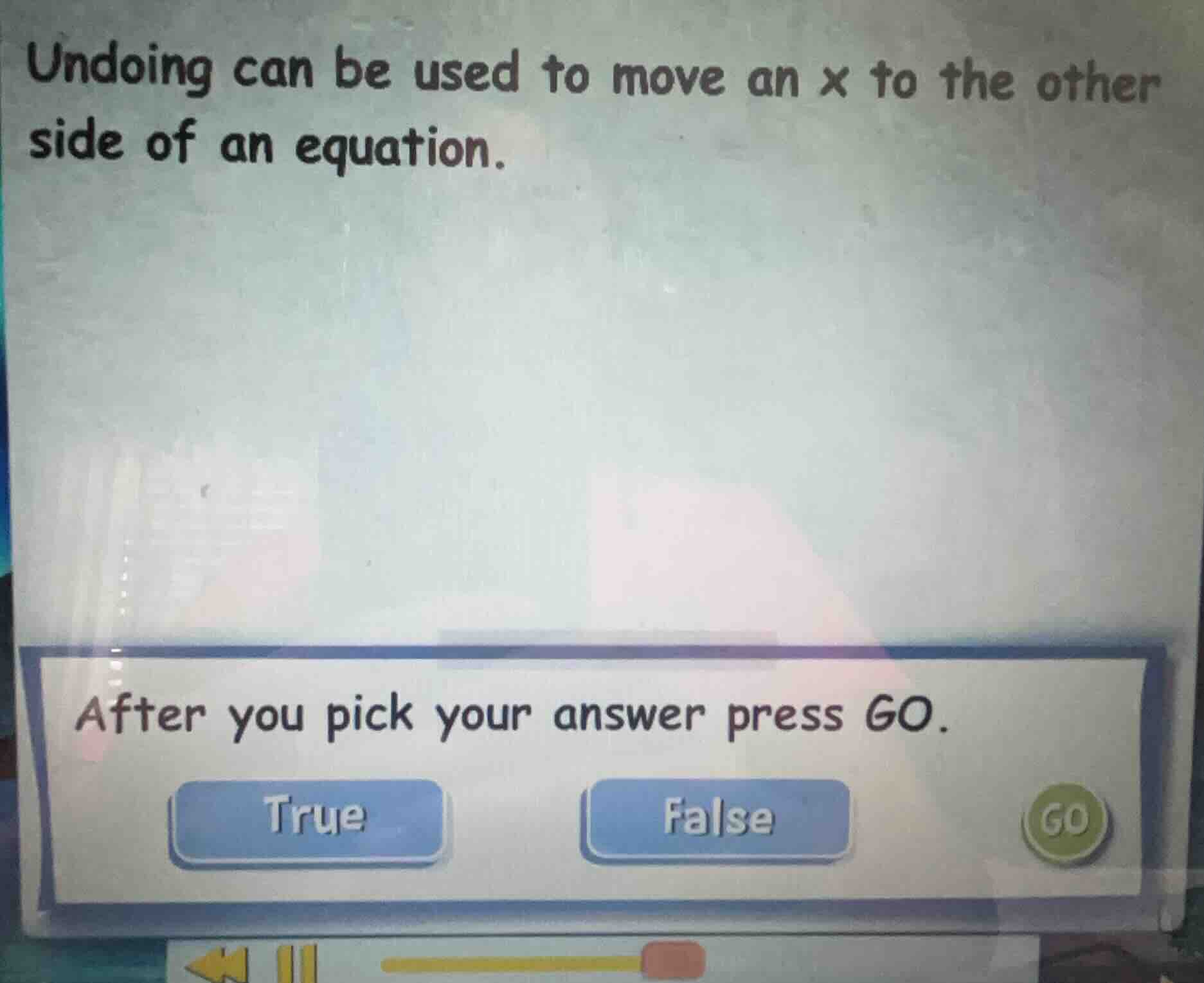 undoing can be used to move an x to the other side of an equation. afte…