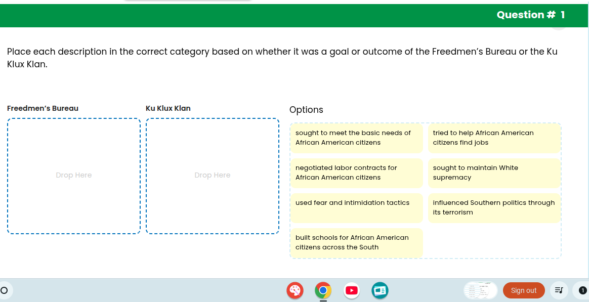 question # 1 place each description in the correct category based on wh…