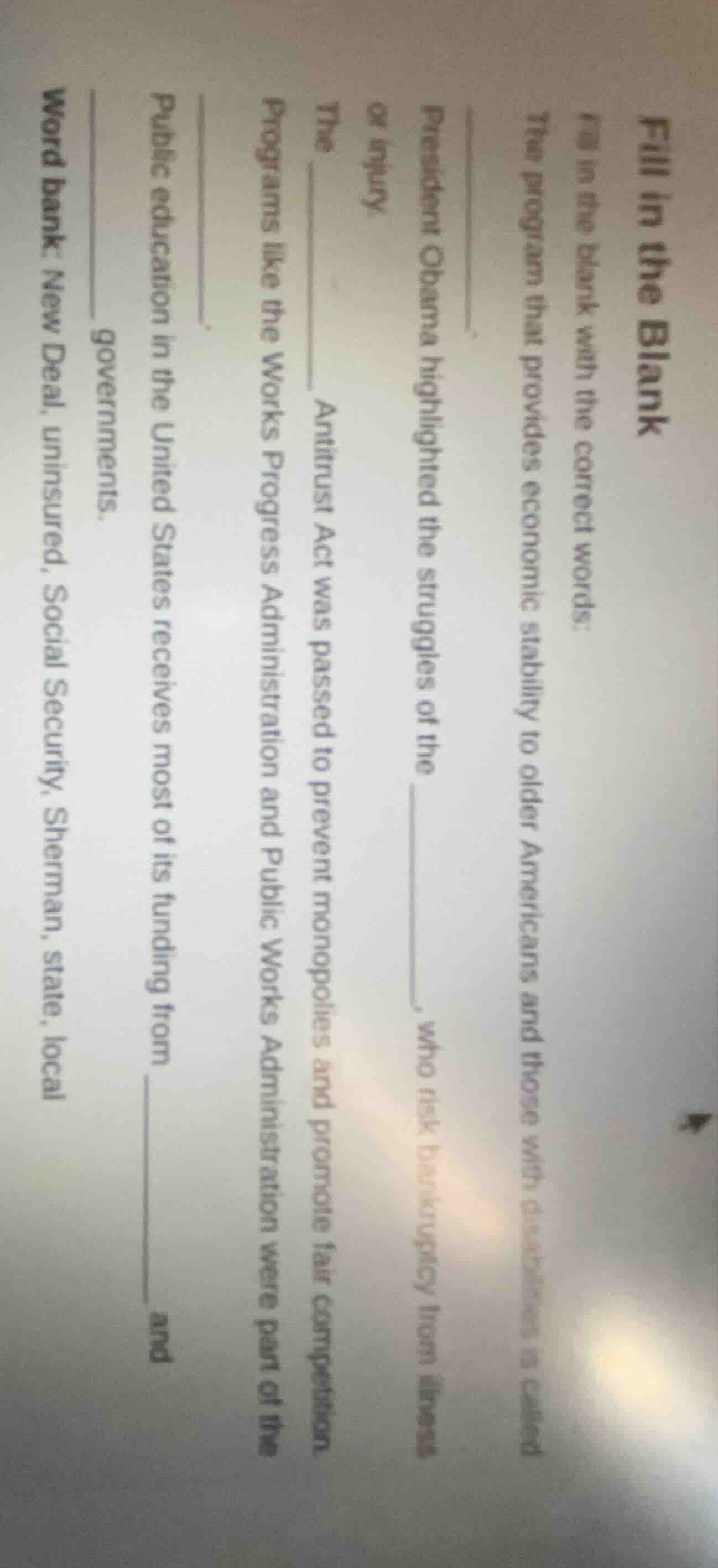 fill in the blank fill in the blank with the correct words. the program…