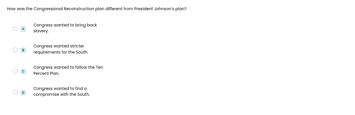 how was the congressional reconstruction plan different from president …