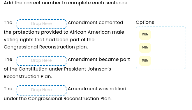 add the correct number to complete each sentence. the drop here amendme…