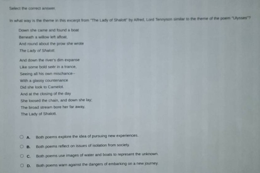 select the correct answer. in what way is the theme in this excerpt fro…