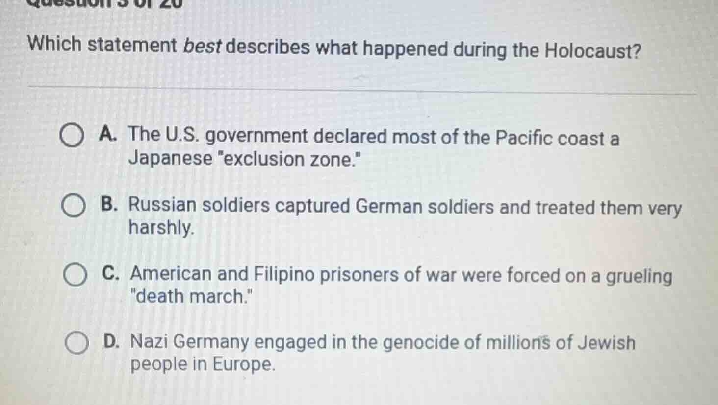 which statement best describes what happened during the holocaust? a. t…