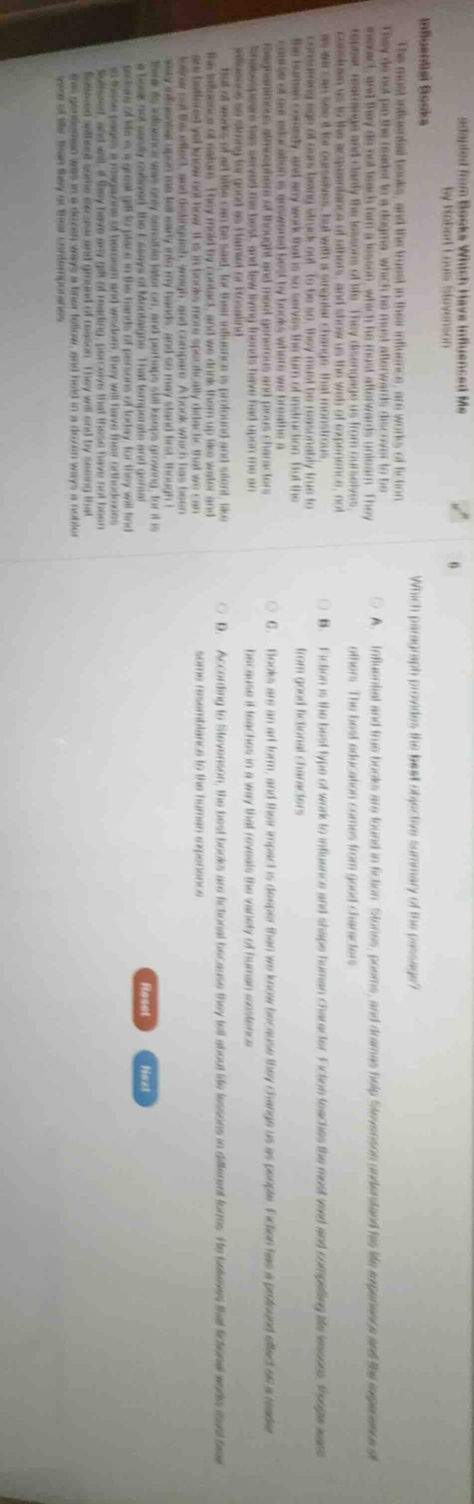 which paragraph provides the best objective summary of the passage? a. …
