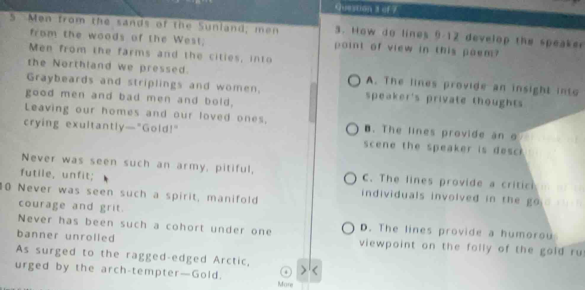 3. how do lines 9 - 12 develop the speaker point of view in this poem? …