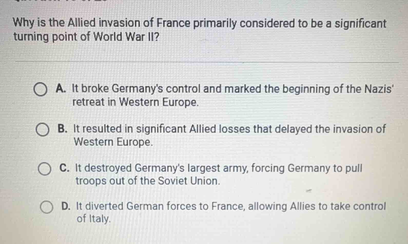 why is the allied invasion of france primarily considered to be a signi…
