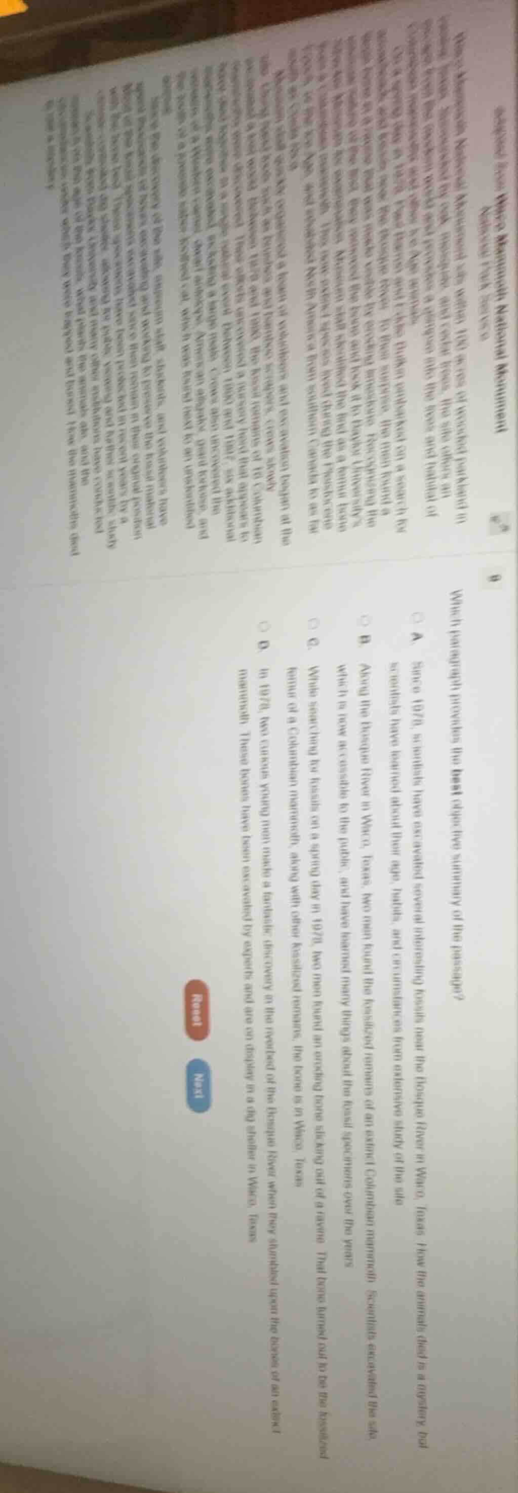 which paragraph provides the best clue for summary of the passage? a. s…