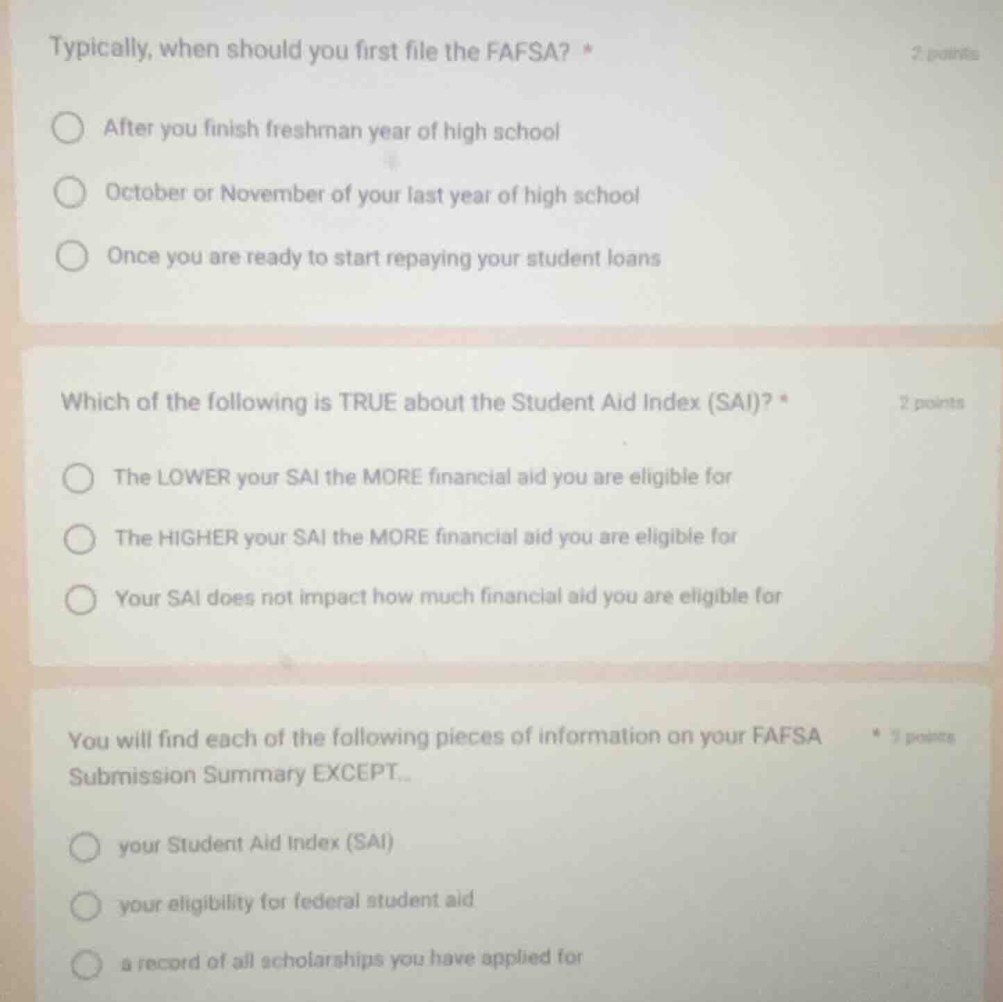 typically, when should you first file the fafsa? * after you finish fre…