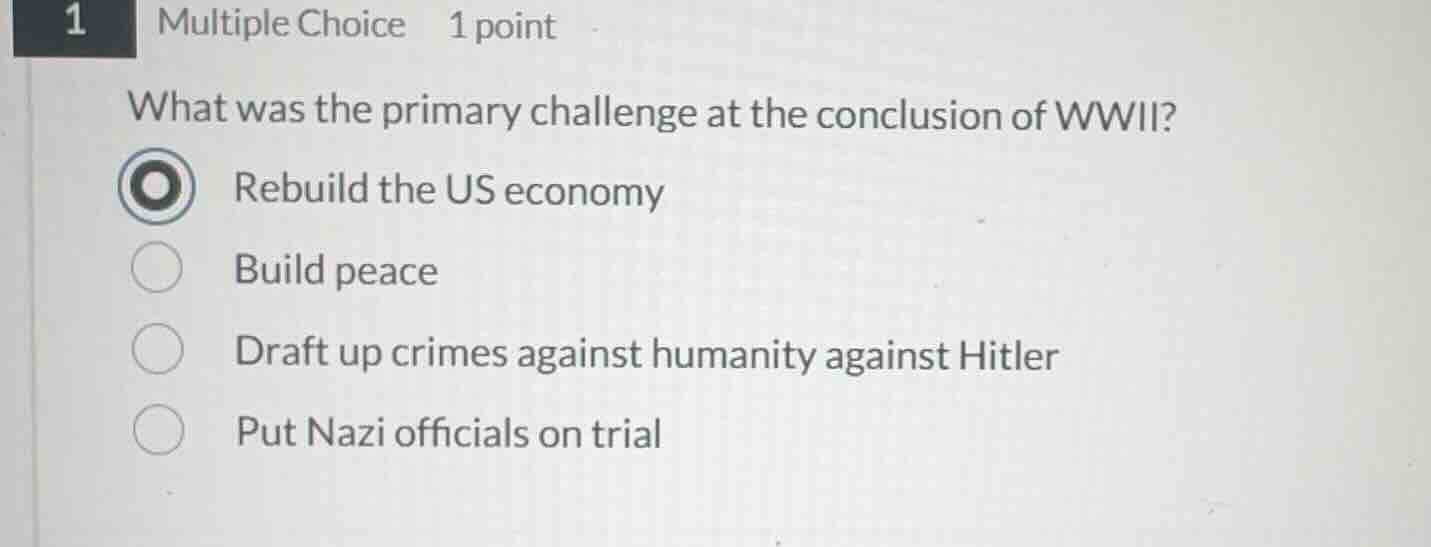 1 multiple choice 1 point what was the primary challenge at the conclus…