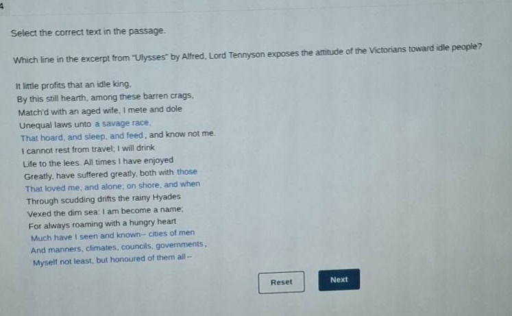 select the correct text in the passage. which line in the excerpt from …