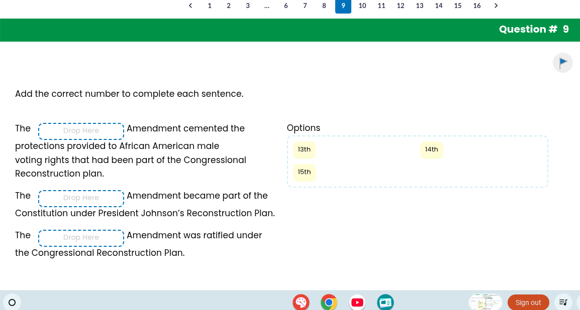 add the correct number to complete each sentence. the drop here amendme…