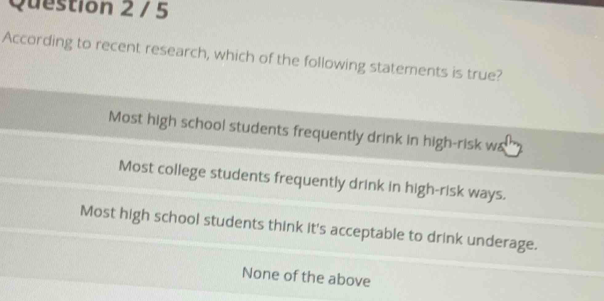 question 2 / 5 according to recent research, which of the following sta…