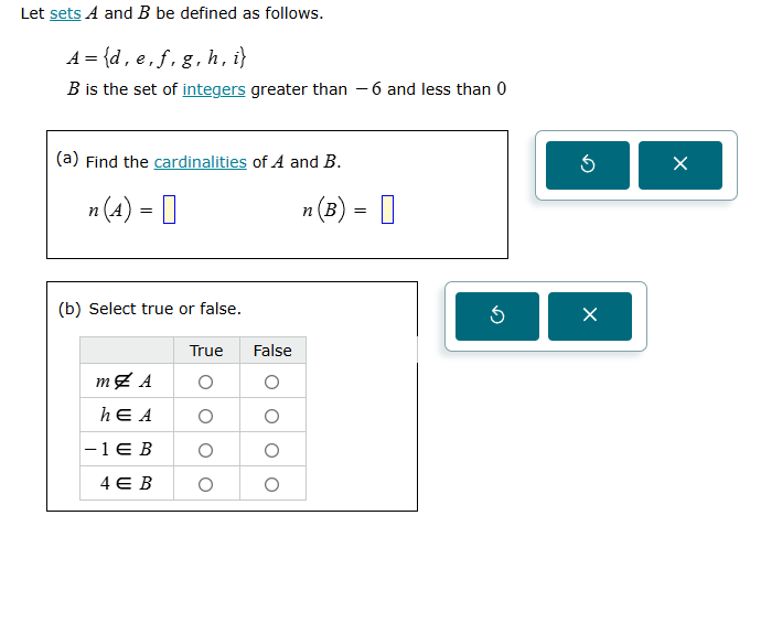 let sets a and b be defined as follows. a = {d, e, f, g, h, i} b is the…