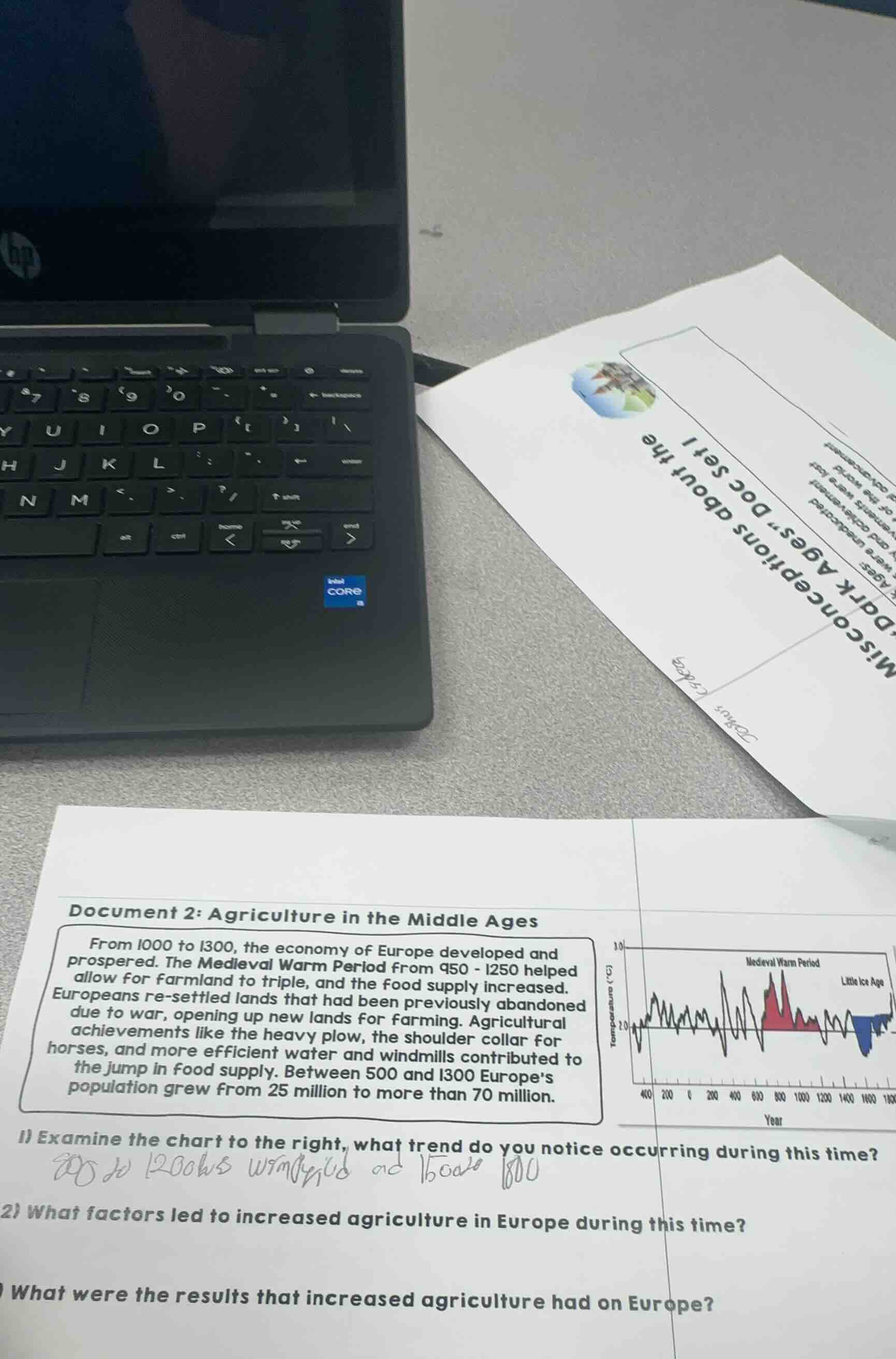 document 2: agriculture in the middle ages from 1000 to 1300, the econo…