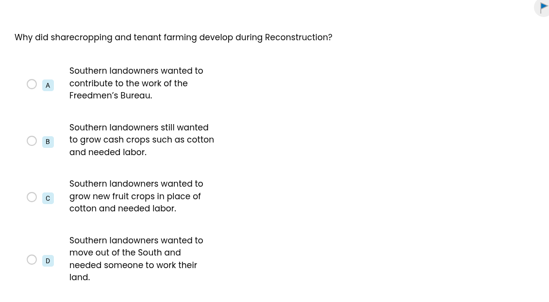 why did sharecropping and tenant farming develop during reconstruction?…