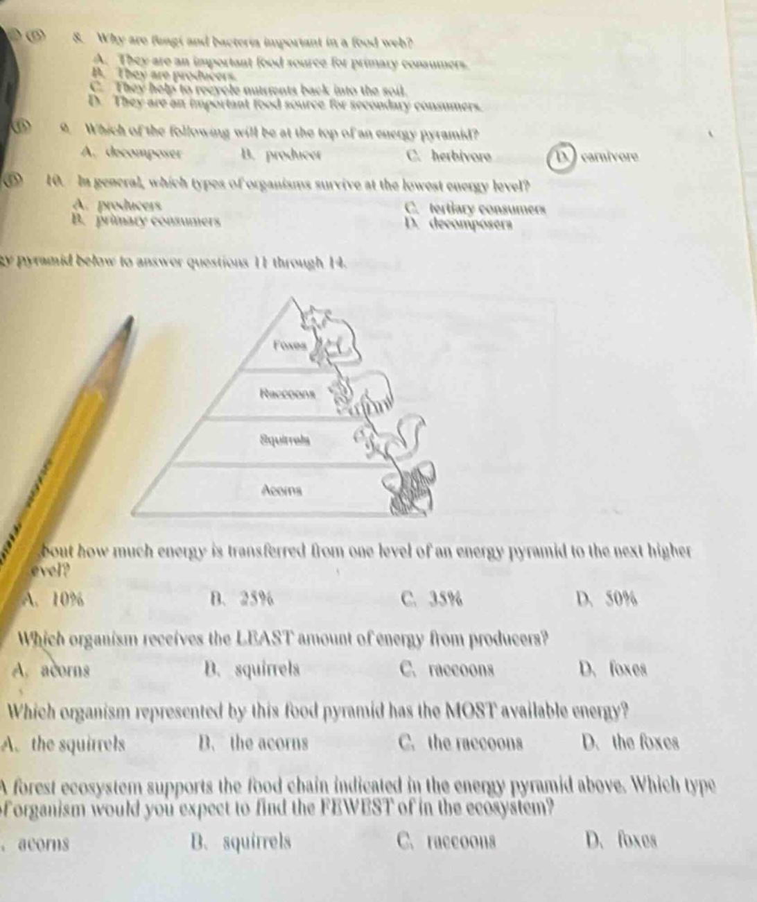 8. why are fungi and bacteria important in a food web? a. they are an i…