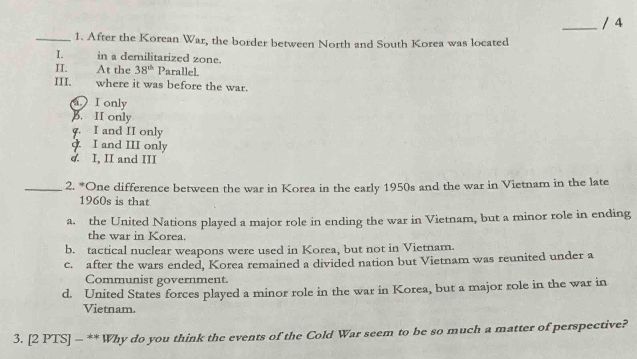 1. after the korean war, the border between north and south korea was l…