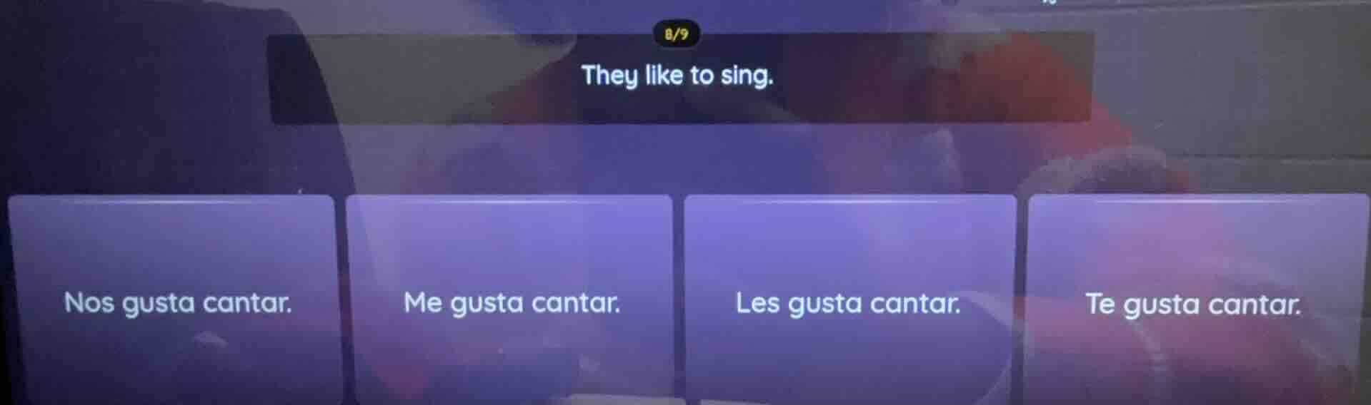they like to sing. nos gusta cantar. me gusta cantar. les gusta cantar.…