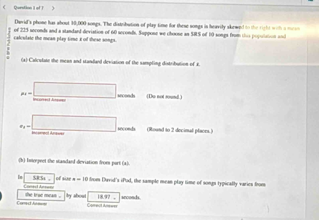 question 1 of 7 david’s phone has about 10,000 songs. the distribution …