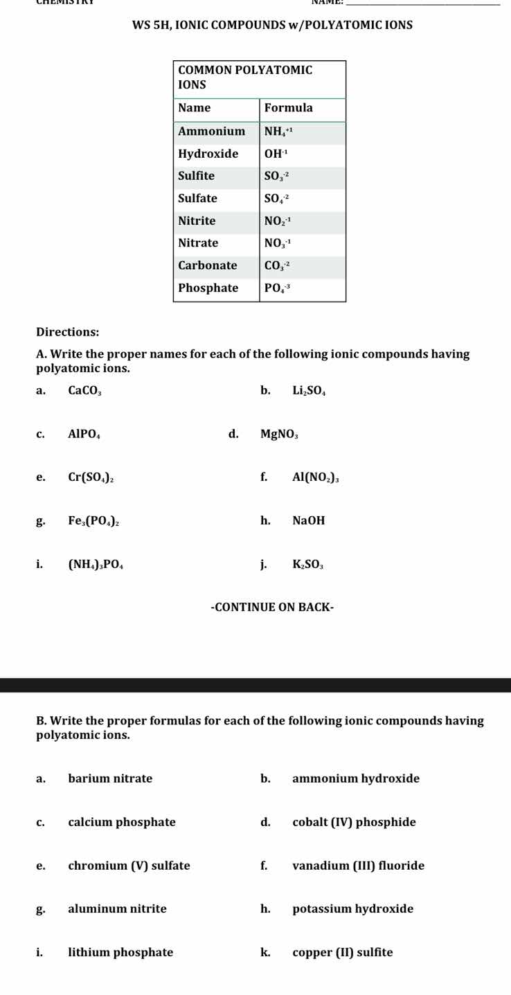 ws 5h, ionic compounds w/polyatomic ions common polyatomic ions name\tf…