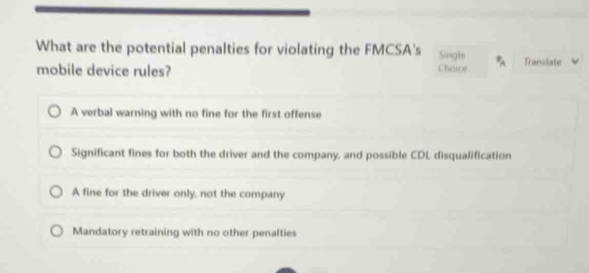 what are the potential penalties for violating the fmcsa’s mobile devic…