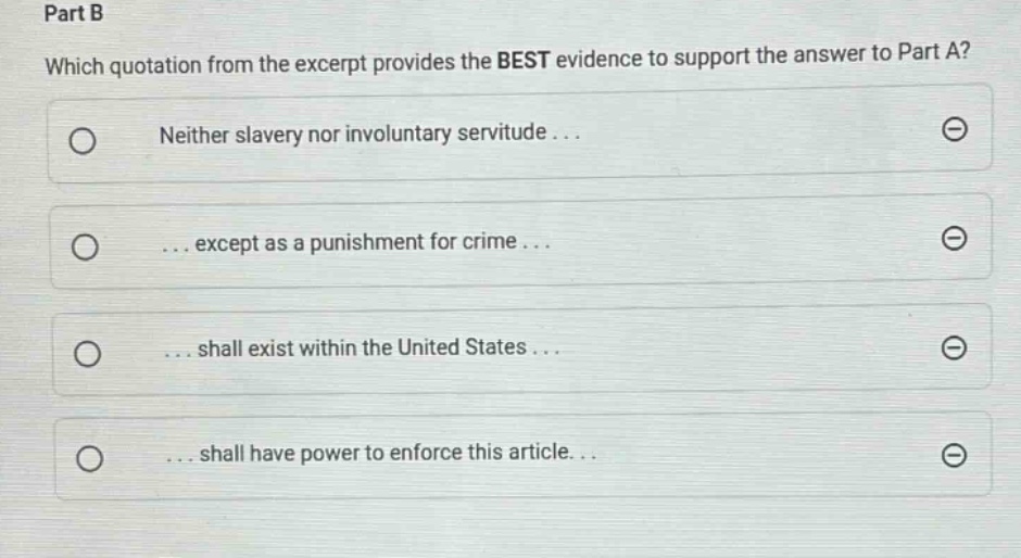 part b which quotation from the excerpt provides the best evidence to s…