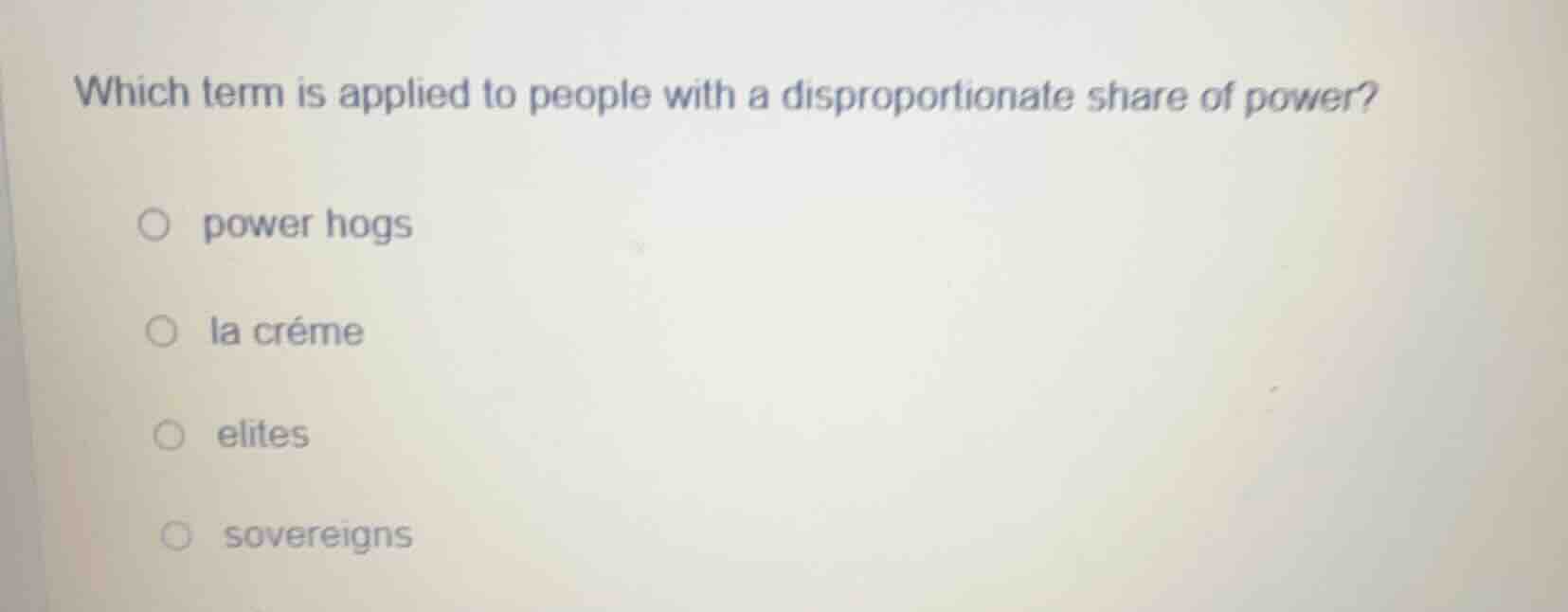 which term is applied to people with a disproportionate share of power?…