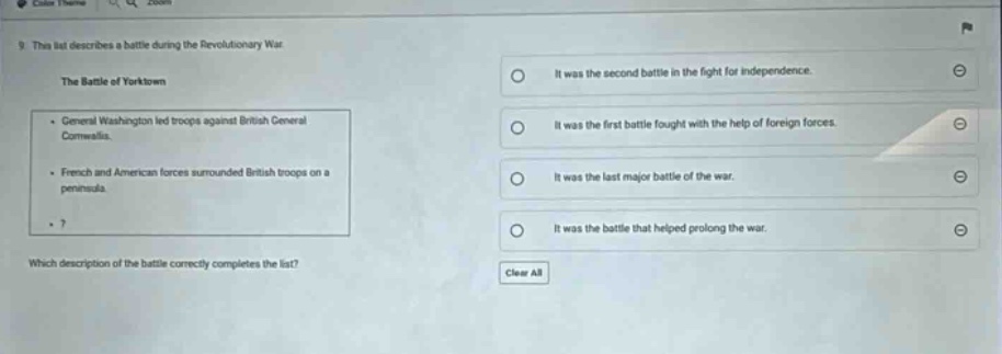 9. this list describes a battle during the revolutionary war. the battl…