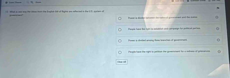 12. in what one way the ideas from the english bill of rights are refle…