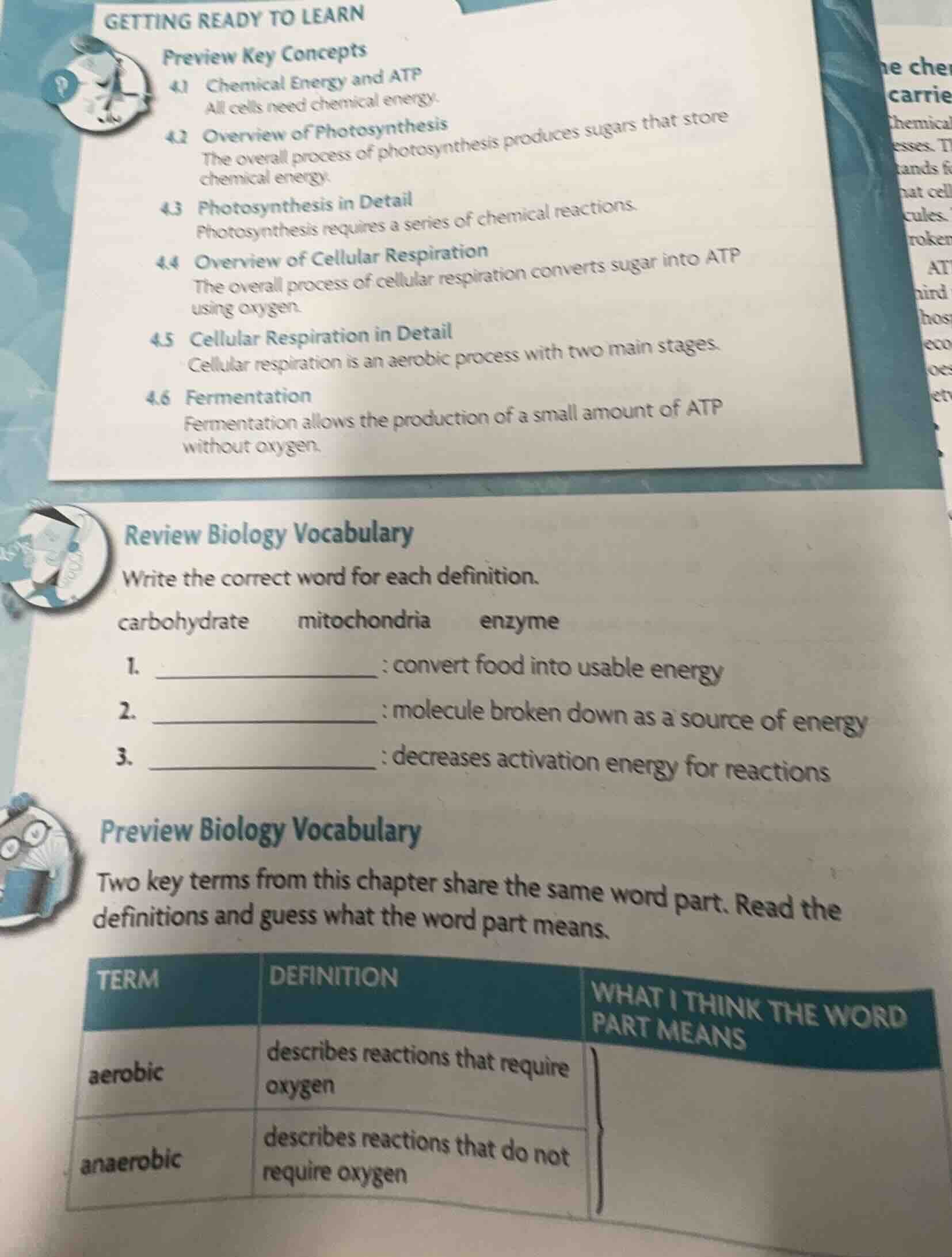 getting ready to learn preview key concepts 4.1 chemical energy and atp…