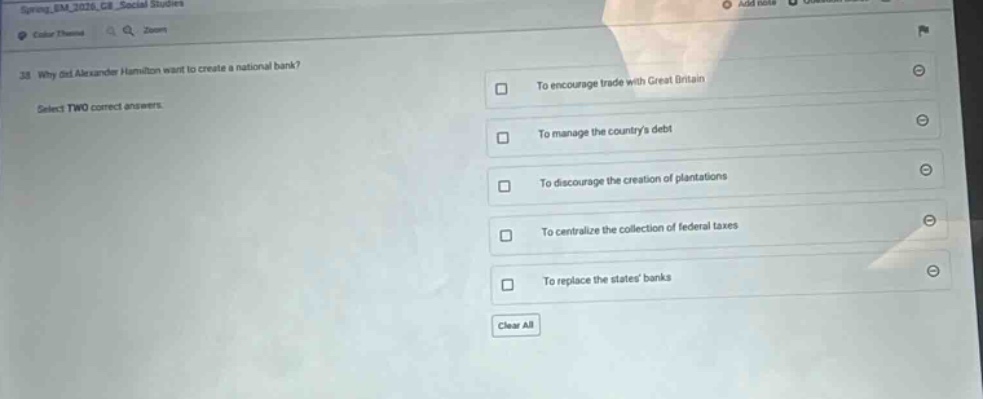 38. why did alexander hamilton want to create a national bank? select t…