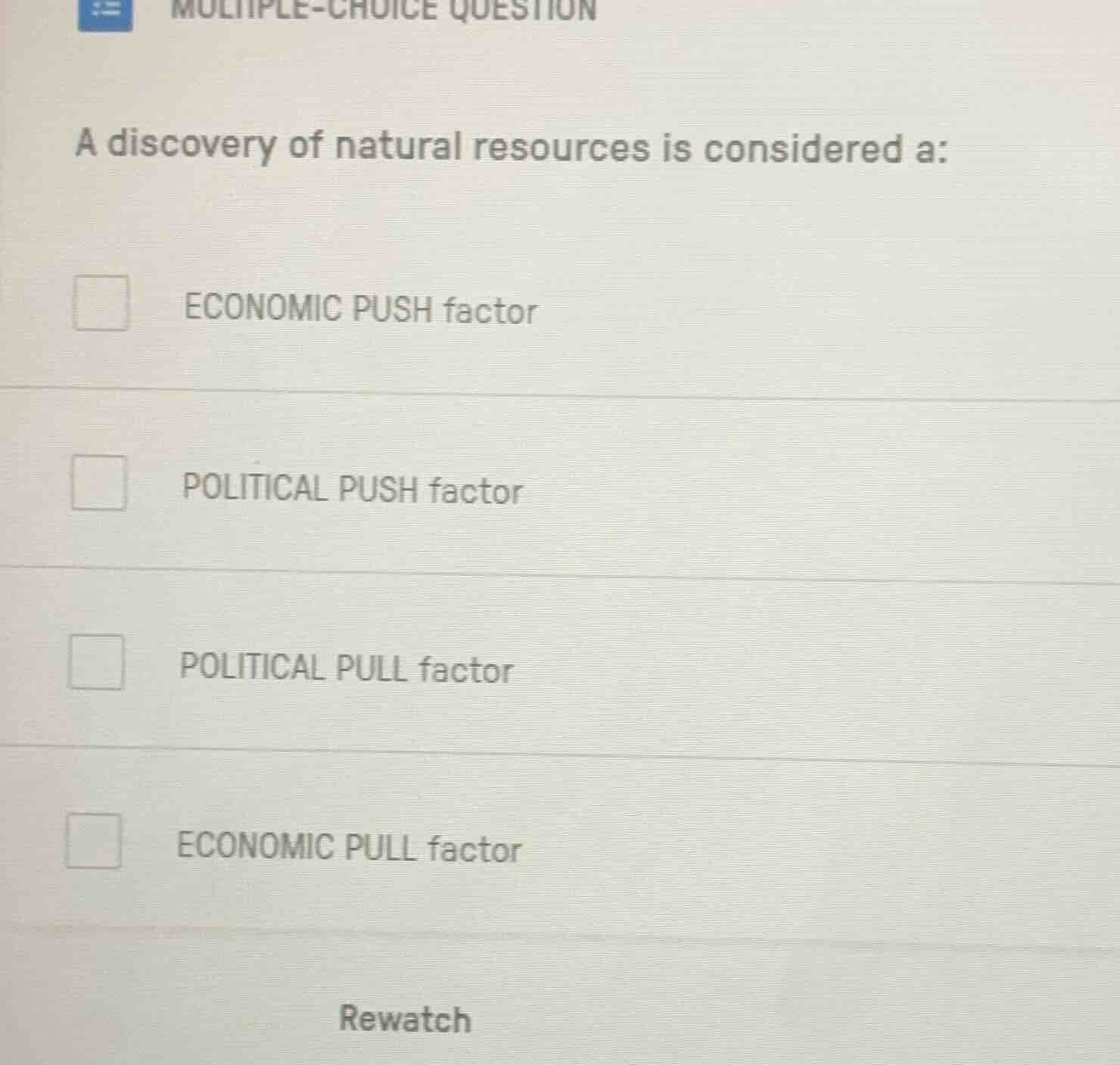 multiple-choice question a discovery of natural resources is considered…