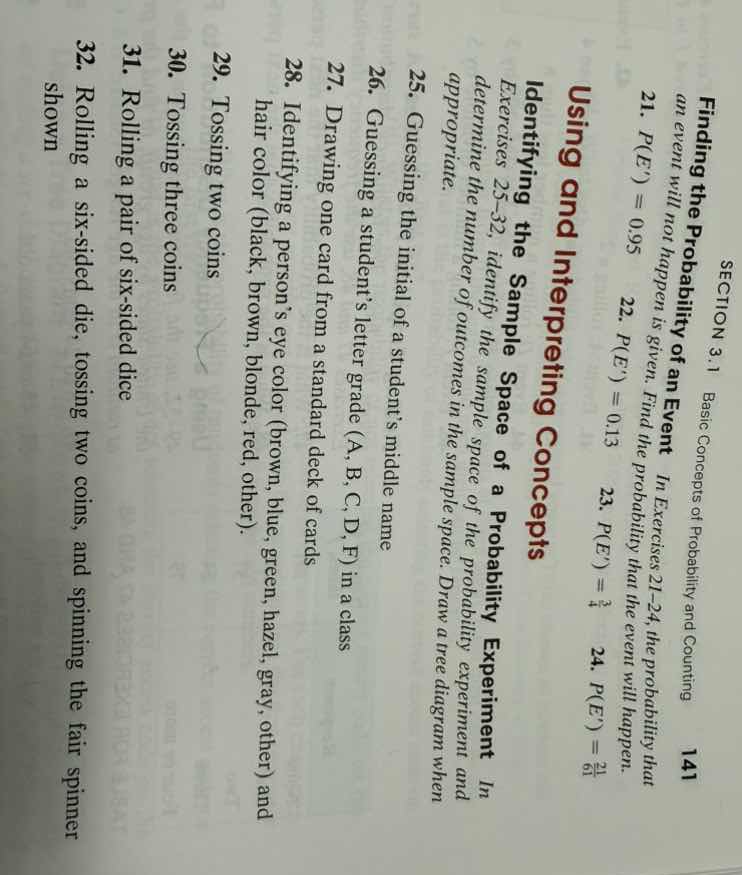 section 3.1 basic concepts of probability and counting 141 finding the …