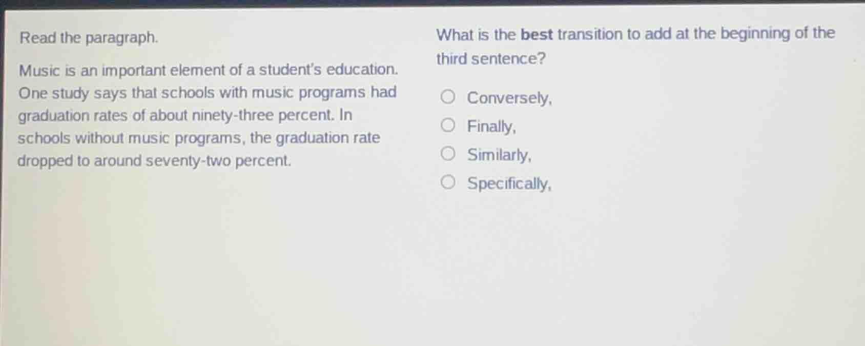 read the paragraph. music is an important element of a student’s educat…