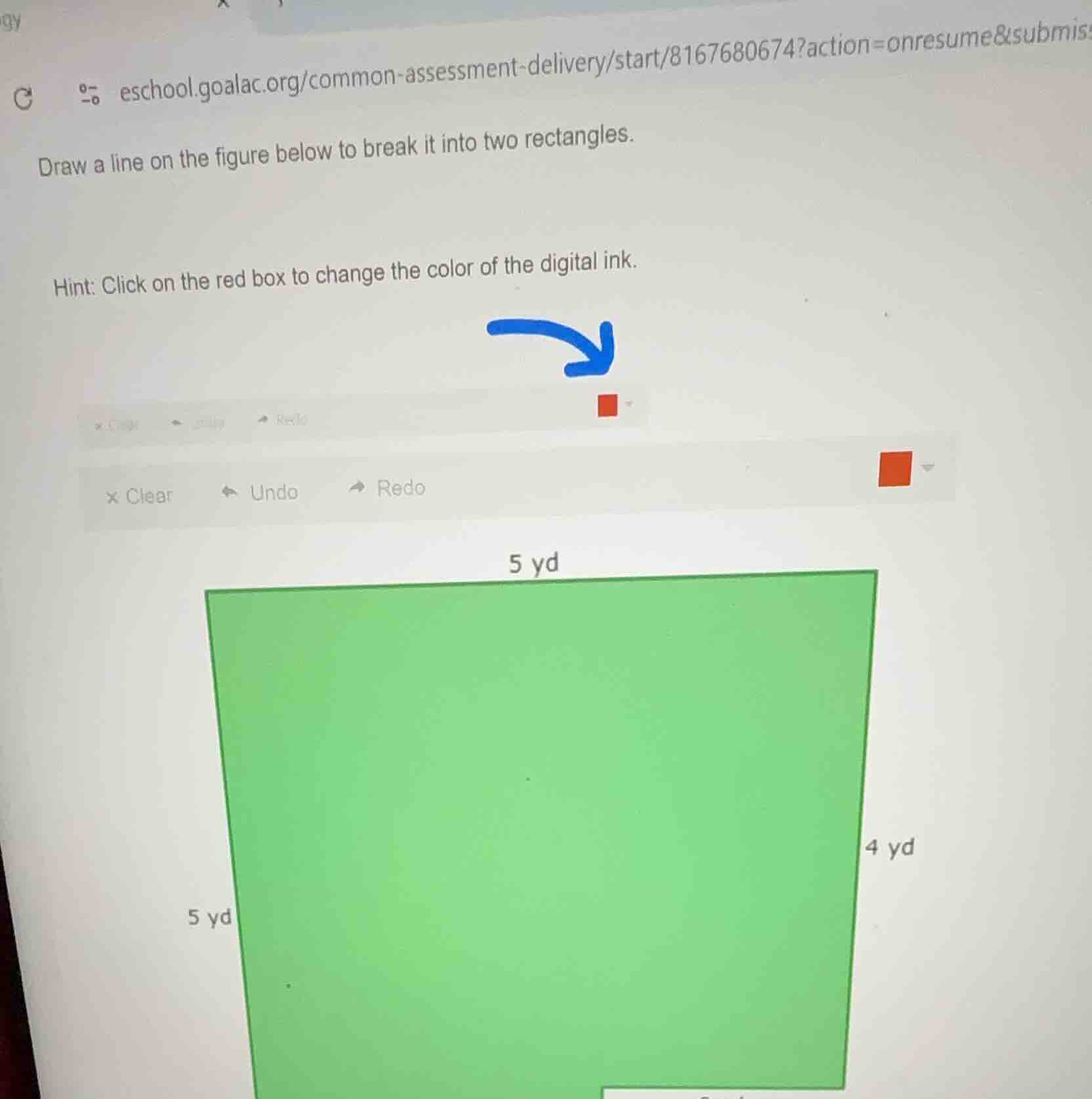draw a line on the figure below to break it into two rectangles. hint: …