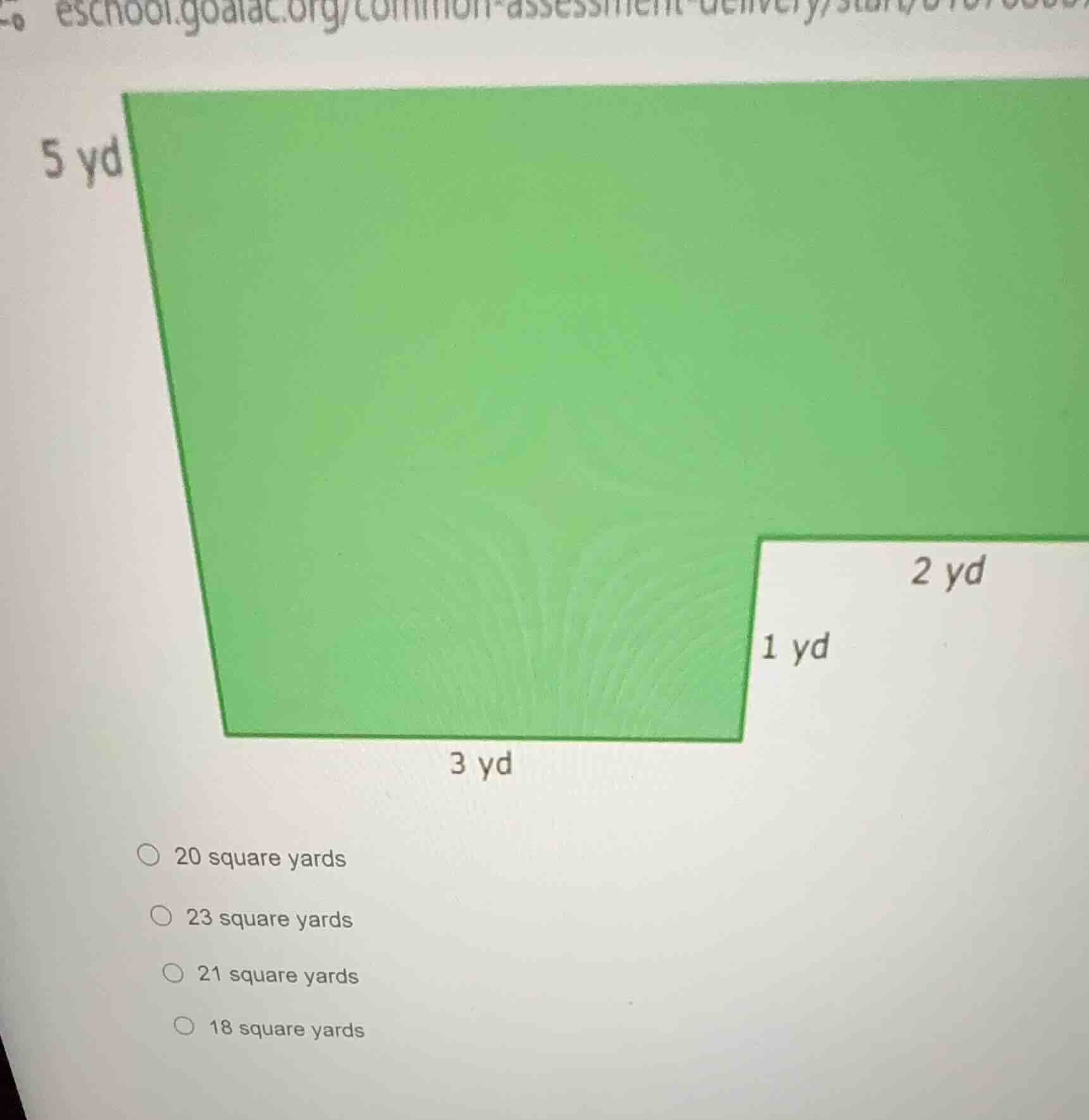 5 yd 3 yd 1 yd 2 yd 20 square yards 23 square yards 21 square yards 18 …
