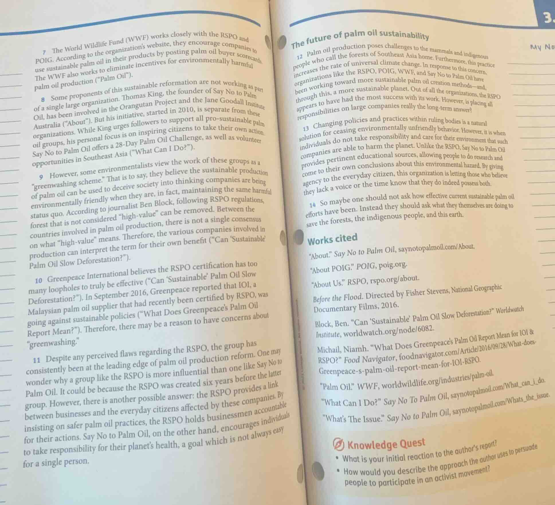 7 the world wildlife fund (wwf) works closely with the rspo and poig. a…
